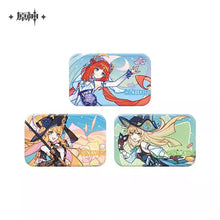 Load image into Gallery viewer, Genshin Impact Summertide Scales and Tales Themed Badge and Acrylic Character Stand Preorder

