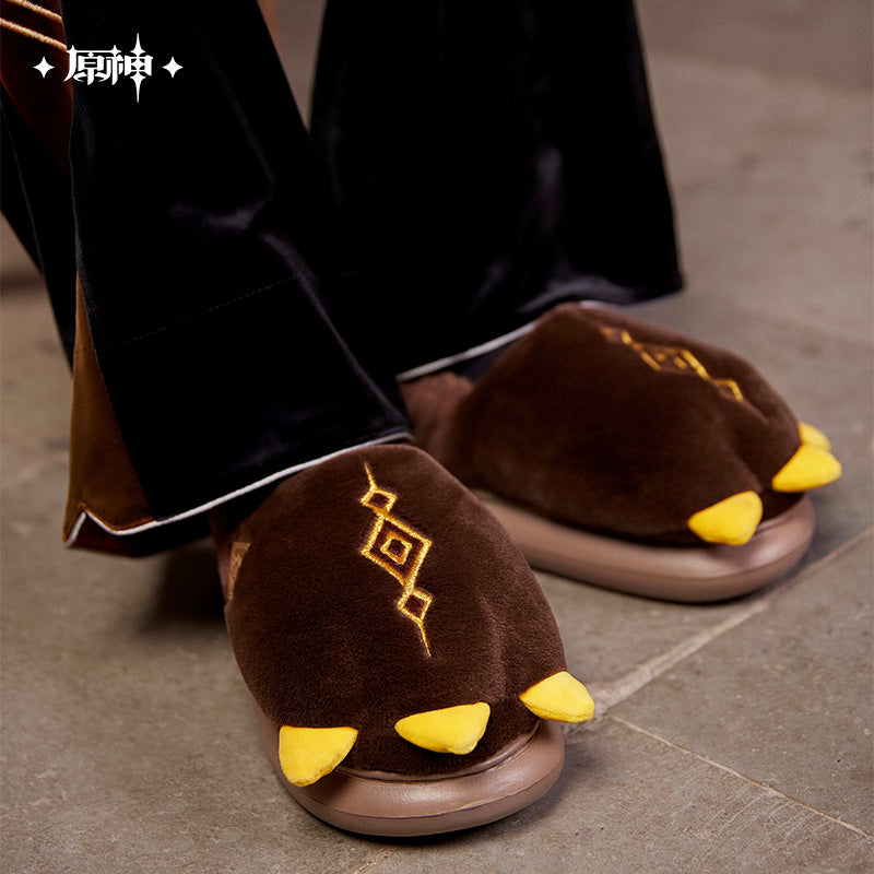Genshin Impact Zhongli Themed Rex Lapis Plush Slippers Preorder