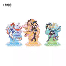 Load image into Gallery viewer, Genshin Impact Summertide Scales and Tales Themed Badge and Acrylic Character Stand Preorder
