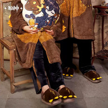 Load image into Gallery viewer, Genshin Impact Zhongli Themed Rex Lapis Plush Slippers Preorder
