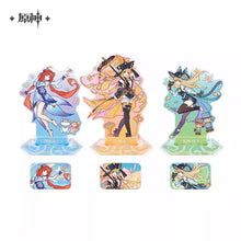 Load image into Gallery viewer, Genshin Impact Summertide Scales and Tales Themed Badge and Acrylic Character Stand Preorder
