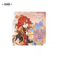 Load image into Gallery viewer, Genshin Impact Fangxin Listening Time Themed Badge and Acrylic Square Tile Preorder
