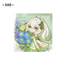 Load image into Gallery viewer, Genshin Impact Fangxin Listening Time Themed Badge and Acrylic Square Tile Preorder
