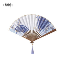 Load image into Gallery viewer, Genshin Impact Kamisato Ayato Themed Golden-Printed Silk Folding Fan Preorder
