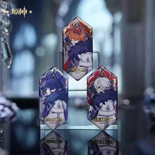 Load image into Gallery viewer, Genshin Impact The Eleven Fatui Harbingers Themed Embossed Silver Badge Preorder

