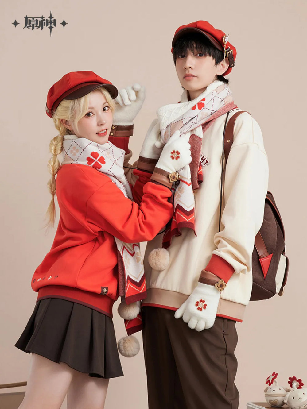 Genshin Impact Klee Themed Plush Scarf and Gloves Preorder
