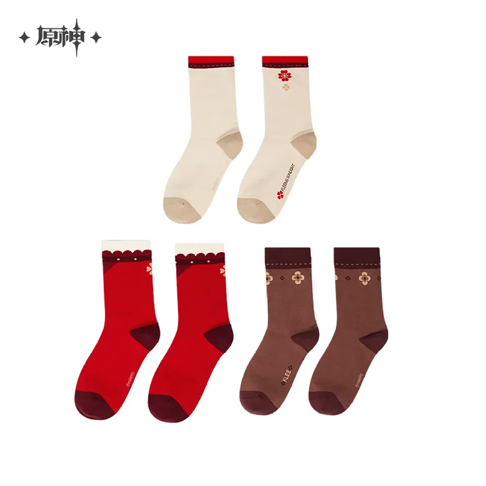 Genshin Impact Klee Themed Socks Set of 3 Preorder